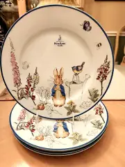 BEATRIX POTTER PETER RABBIT CLASSIC EASTER SET OF 4 DINNER PLATES SPRING GARDEN