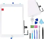 White Digitizer Repair Kit for iPad 9.7" 2018 iPad 6 6th Gen A1893 A1954 Touch Screen Digitizer with Home Button + Adhesive + Tools