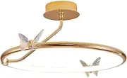 Creative Personality with Butterfly Decoration Ceiling Lamp, LED Three-Color Dimming Ceiling Light, Surface Mount Ceiling Light Fixture for Kitchen Bedroom
