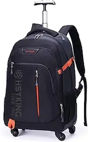 Hsyking Water-resistant Rolling Backpack Laptop Backpack Portable Computer Backpack (20 inches, Black)