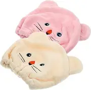 DEARMAMY Hair Drying Towel Hat Cartoon Pattern Soft Absorbent Hair Wrap for Women Girls Boys and Girls