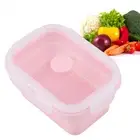 (Pink 500ml)Portable Silicone Lunch Box Folding Microwave Safe Lunchbox Food AU