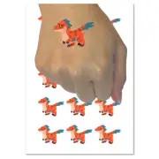 Chibi Raptor Feathered Velociraptor Dinosaur Temporary Tattoo Set