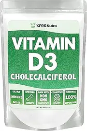 XPRS Nutra Vitamin D3 Powder (Cholecalciferol) - Unflavored VIT D Powder for Bone Health and Immune Support - Vitamin D3 Powder Supports Muscle Function - Vitamin D Powder Supplements (4 oz)