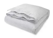 NEW $470 Ralph Lauren Organic Cotton Tattersall Check KING Duvet Cover White