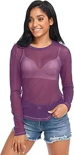 [RPLIFE] Luxury Purple Net Shirt, Sheer Sleeve Top S-XXL