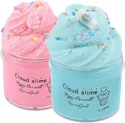 HUNDUN 2 Pack Cloud Slime Blue and Pink Fluffy Cloud Slime Supplies Stress Relief Toy Scented DIY Putty Sludge Toy Gifts for Girls and Boys (Blue&Pink)