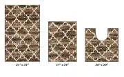 Better Trends Savio Collection 3 Piece Bath Rug Set in Brown Micro Polyester