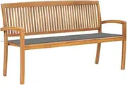 Generic Stacking Garden Bench with Cushion 159 cm Solid Teak Wood,Furniture,Outdoor Furniture,Outdoor Seating,Outdoor Benches