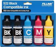 Sublimation 522 Ink Autofill for Epson Ecotank ET-2800 ET-2850 ET-2720 ET-15000 ET-2803 ET-2400 ET-4800 ET-4760 ET-3760 WF-2750 Printer Heat Press Vibrant Transfer on Mugs T-Shirts Pillows Phone Case