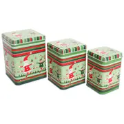 3pc LVD Metal Tins Dancing Elves Decorative Storage Box Christmas Home Decor