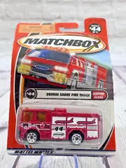 Vintage 2001 Matchbox Car #44 Dennis Sabre Fire Truck Airport Alarm