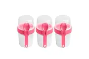 3x LocknLock To-Go 2-Way Food Container Storage w Fork Utensil 17.6cm Hot Pink