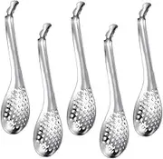 DINHEAROM 5pcs Stainless Steel Colander Set Slotted Spoon Sift Serving Spoon Kitchen Gadgets