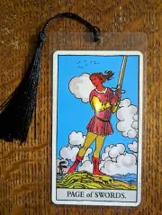 PAGE OF SWORDS Bookmark RWS Plaid back Tarot Deck Card New Xmas Gift Oracle AIR