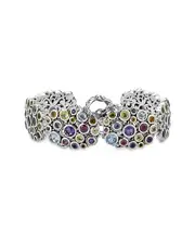 Samuel B. Silver 17.00 ct. tw. Gemstone Cluster Bracelet