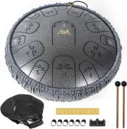 Steel Drum, 14 Inch 15 Notes Alloy Metal Steel Tongue Drums Hand Pan for Adult