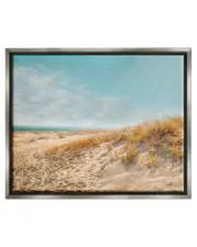 Sandy Ocean Beach Sun Rays Framed Floater Canvas Wall Art by Brooke T. Ryan