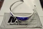 Smith & Wesson SW103-70-ID White Frames Blue Mirror Lens Shooting Glasses
