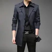 在飛比找樂天市場購物網優惠-中長款風衣外套男 冬季男士風衣2023新款外套中長款風衣夾克