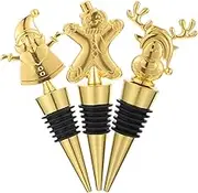 PHENOFICE 3pcs Wine Toppers Stopper Wine Topper Bottle Stopper for Accessories Bottle Christmas Corks Decorations Christmas Decorations Corks Golden
