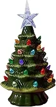 Christmas Ceramic Tree - 18.8 Cm Ceramic Christmas Tree with Lights, Creative Ceramic Light Up Christmas Tree, Christmas Ceramic Ornaments,Ceramic Christmas Tree Table Ornaments