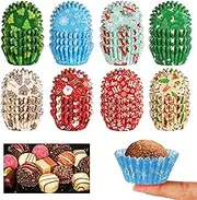 AUGSUN 800pcs Christmas Cupcake Liners Paper Candy Cups Santa Claus Snowman Snowflake Mini Muffin Liners for Xmas Holiday Party Cake Candy Truffles Chocolate Making Supplies（8 Designs）