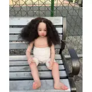 30" Painted Reborn Doll Kit Handmade Reborn Toddler Kit Brown Curly Hair Gifts
