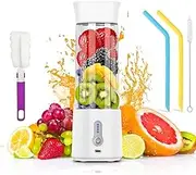 500ml Portable Blender, High Speed Mini Personal Blender, USB Rechargeable Blender & Smoothie Maker for Smoothies and Shakes, Outdoor Travel Family and Sports Bottles White