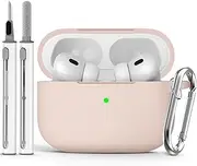 [Ljusmicker] AirPods Pro Case Cover with Cleaner Kit, Soft Silicone Protective Case for Apple AirPod Pro 2nd/1st Generation, Milk Pink