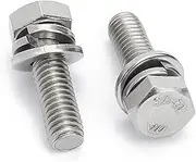 2/4/5pcs Hex Combination Bolts M8 M10 M12 Size with Spring Gasket Flat Washers Set Male Screws Thread Hexagon Drive Fasteners(55mm,M10 (4pcs))
