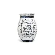I Must Have Flowers Always Claude Monet Black/White 10.8x7 Inch Stoneware Vase