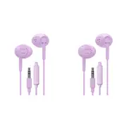 2x Liquid Ears Everyday 3.5mm Wired Bud Comfortable Earphones w/ Mic Lavender