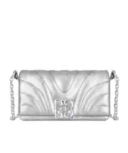 4G Liquid laminated quilted leather chain wallet One size light-silver
