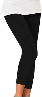 [Generic] Women's Stretch Capri Yoga Pants High Waist Tummy Control 7/8 Crop Leggings Solid Soft Workout Running Pants 2024