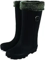 Shinsei Foot Work SS-0190 Rain Boots, Urethane Upholstery, Warm Feet, Black