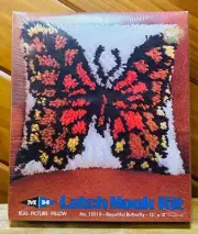 Vintage 1980 Latch Hook Kit Beautiful Butterfly #12013 Picture Pillow 12x12" NEW