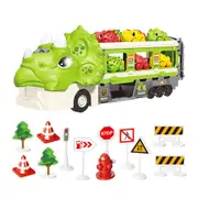 Foldable Dinosaur Truck Car Toys Set with Ejection Race Track Dinosaur Toy Cars Toys for Boys