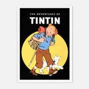 Galrie The Adventures of Tintin Classic Comic Art Print Nostalgic Decor Piece, White Frame, 50 x 70cm (20 x 28inch)