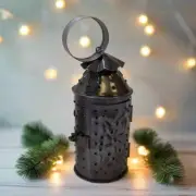 Primitive Colonial 7.5"Mini Punched Tin Lantern Decor