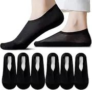 [FBIEE88TR] Low Cut Liner No Show Socks Womens, Mesh Hidden Boat Non Slip Invisible Socks(6pairs Black)