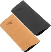 [Generic] 2pcs Soft Leather Bag Case Reading Eyeglass Pouch for Men Pouch Eyeglass Sleeve Soft Pouch Sleeve Storage Case Pu