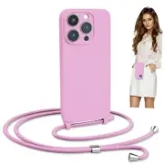 Crossbody Lanyard Strap Case for iPhone 16 iPhone 16 Plus (6.7 inch) Pink