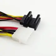1x 4 Pin Molex IDE Male to 2x SATA Female Right Angle HDD Power Y Splitter Cable