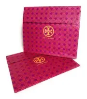 2 New Tory Burch Large Triangle Gift Bag Flap Closure 12" x 10.5" x 5" New