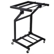 9U DJ Mixer Stand Adjustable Rack Mount Rolling Stage Cart Studio Music Show