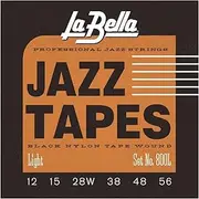 La Bella 800L Jazz Tapes - Black Nylon Tape Wound Light Electric Guitar String12-56