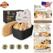 Stylish Bamboo Bread Box with Cutting Board Lid - Keeps Bread Fresh Longer