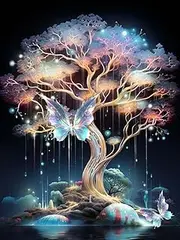 MjhRcll Diamond Painting Kits for Adults,Tree of Life 5D DIY Diamond Art Kits Full Round Drill,Butterfly Diamond Dots Paintings with Diamonds Gem Art and Crafts for Home Decor 12x16inch