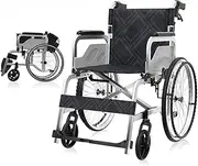 Wheelchair Ultra Lightweight Wheelchair W/Flip Back Armrest All Terrain Folding Transport Wheelchair Portable Transport Chair Mobility Aid for Elderly Driving Trolley